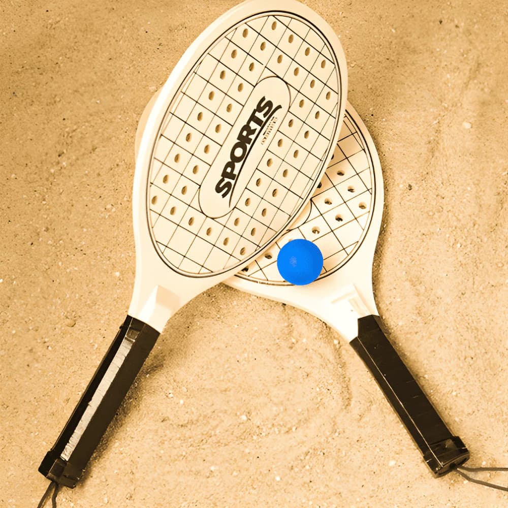 Kit Com 2x Raquetes Frescobol Tênis De Praia Beach Tennis Bola