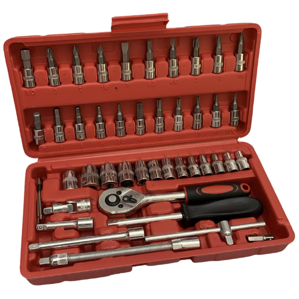 Kit De Ferramentas Completo 40/46 Peças Jogo De Soquetes Chave Catraca Reversível Com Maleta Jogo De Ferramentas
