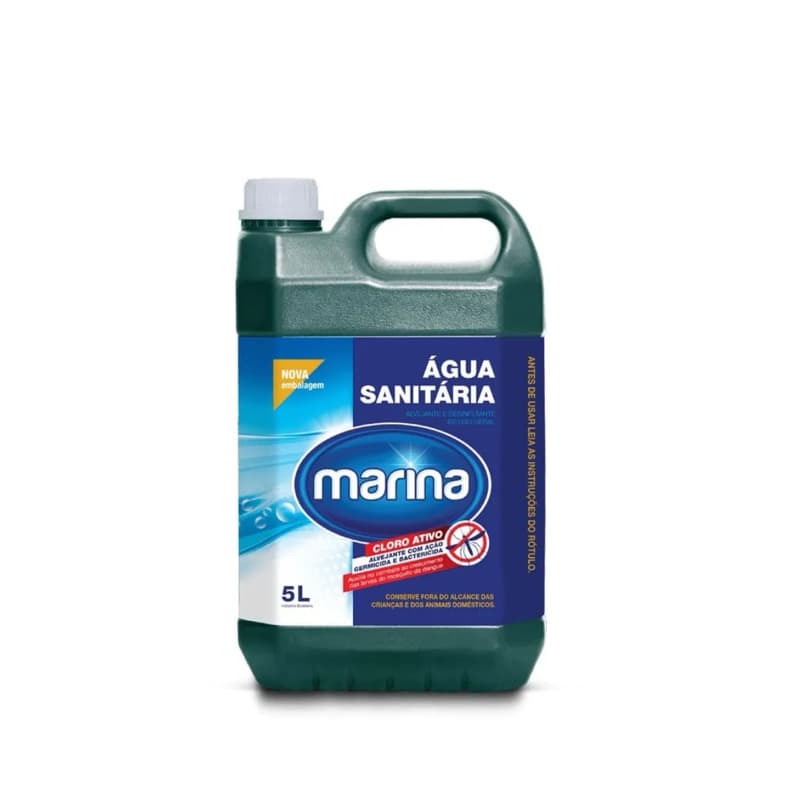 Água Sanitária Marina, SuperGlobo 5 Litros com Cloro Ativo- casa limpa, roupa limpa, desinfetar e branquear superfícies