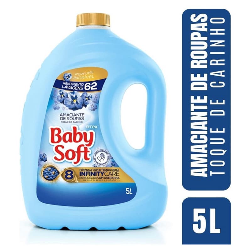 Amaciante Baby Soft, Ypê e Marina Toque de carinho em galão 5 L, 2L, 4L, 6L, 8L roupas macias e cheirosas