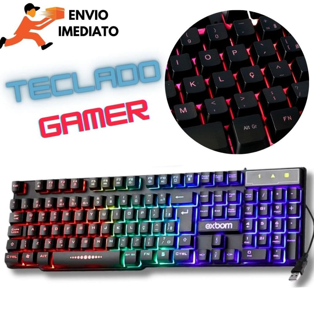 Teclado Gamer Semi-Mecânico Qwerty Português Led RGB
