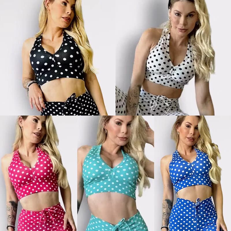 Top nadador poa academia moda feminina sutian fitness biquini otima sustentação