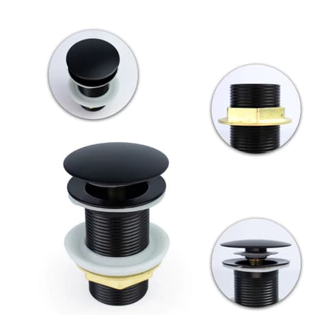 Válvula Ralo Click Luxo Inox Pia Banheiro PRETO FOSCO Lavatório Veda Cheiro Prático