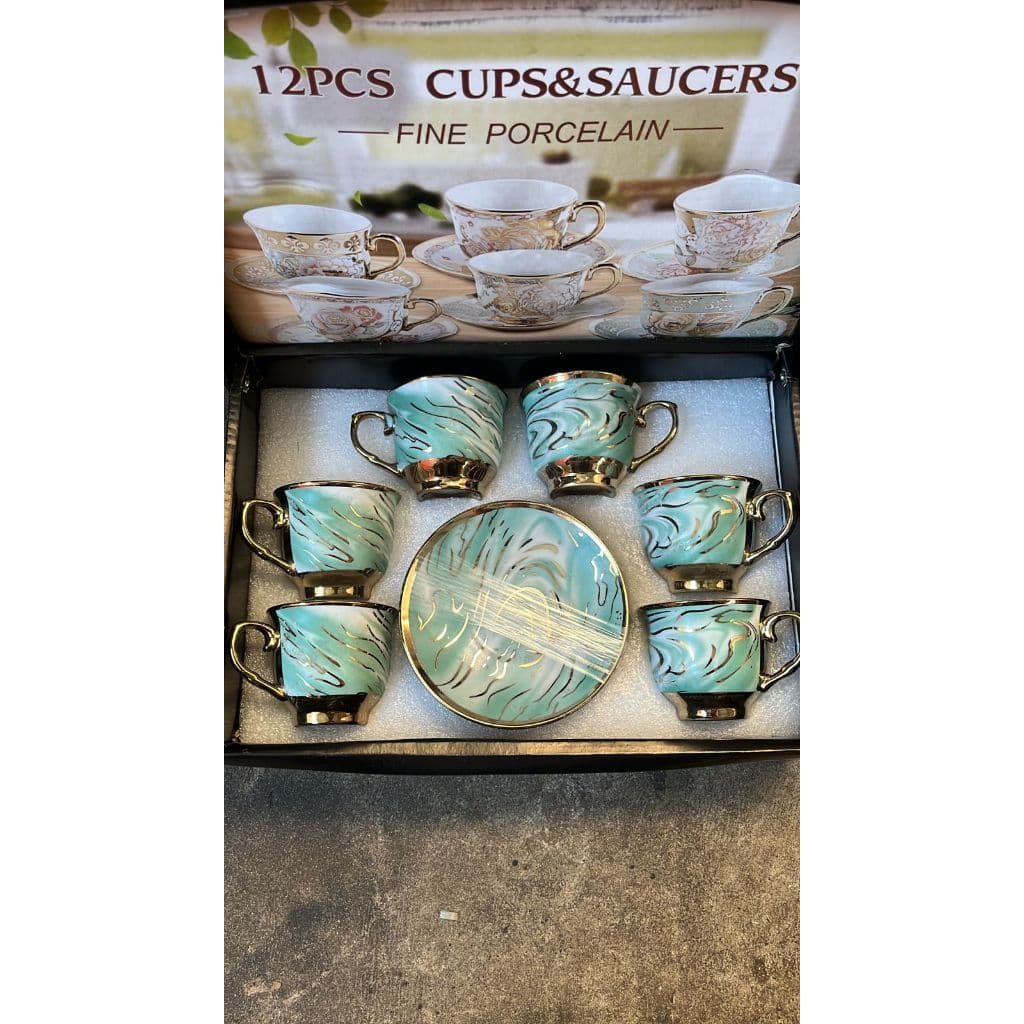 Jogo de xícara Porcelana Kit Xícara 12 peças (6 xícaras+ 6 pires)para Café e Chá