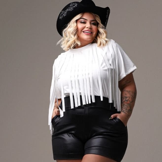 Cropped Blusa Franja Festa Balada Moda Rodeio