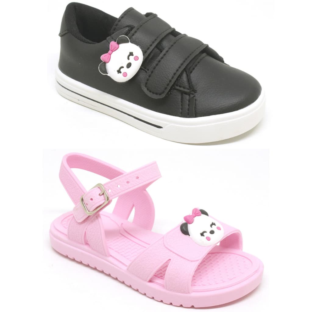 Kit Tênis Infantil Menina mais papete Infantil Menina Moda escolar