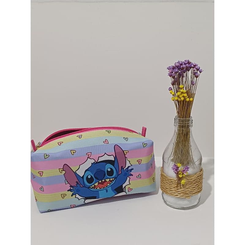 Estojo Lápis Stitch Multiuso Personagens Colorido Coraçãozinho