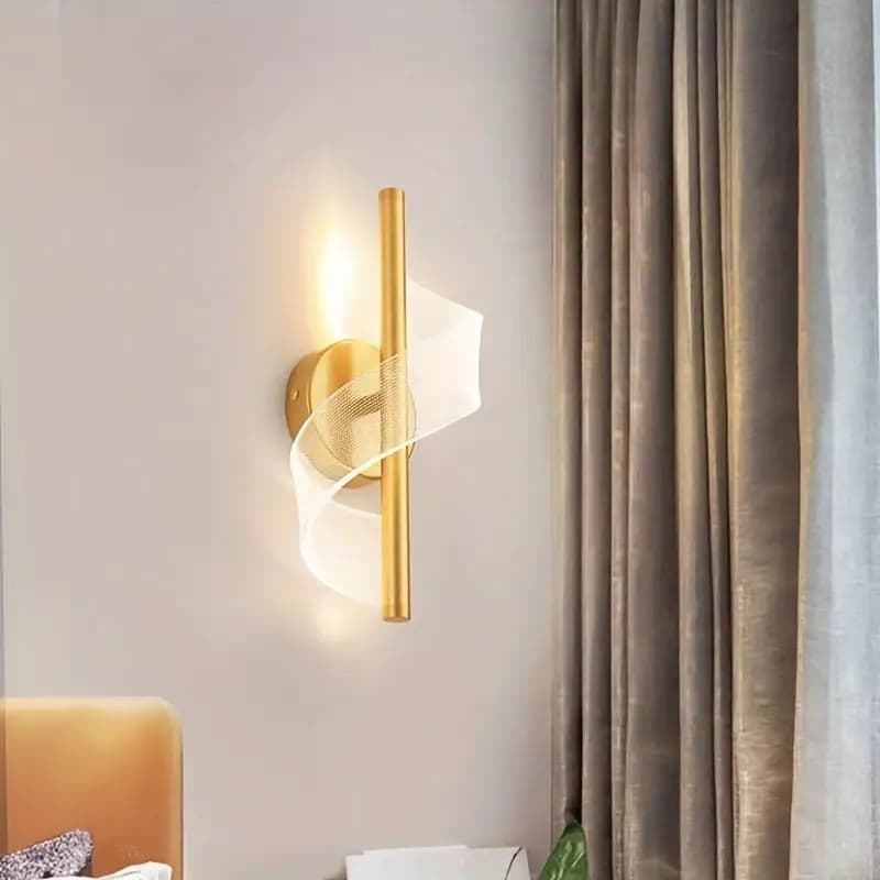 Arandela de Parede Led Espiral S Acrilica Nórdica Bilho Ondas Dourada Decorativa 110/220v