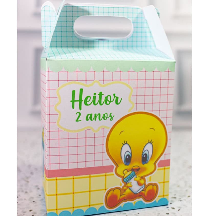 Caixinha Maleta Baby Looney Tunes  para Festa Personalizada - Lembrancinha para Festa