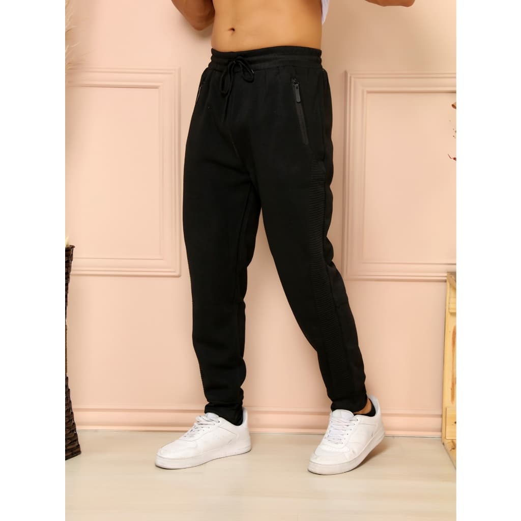 R&S Calça moletom masculina /Bolsos com ziper /Cintura elástica/Com veludo e grosso/
