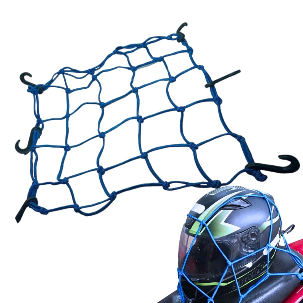 Rede Elastica Aranha Azul 35x35 Moto / Bagageiro / Capacete
