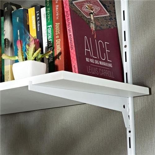Kit 10 trilhos simples 1m + 20 suportes simples 30cm branco