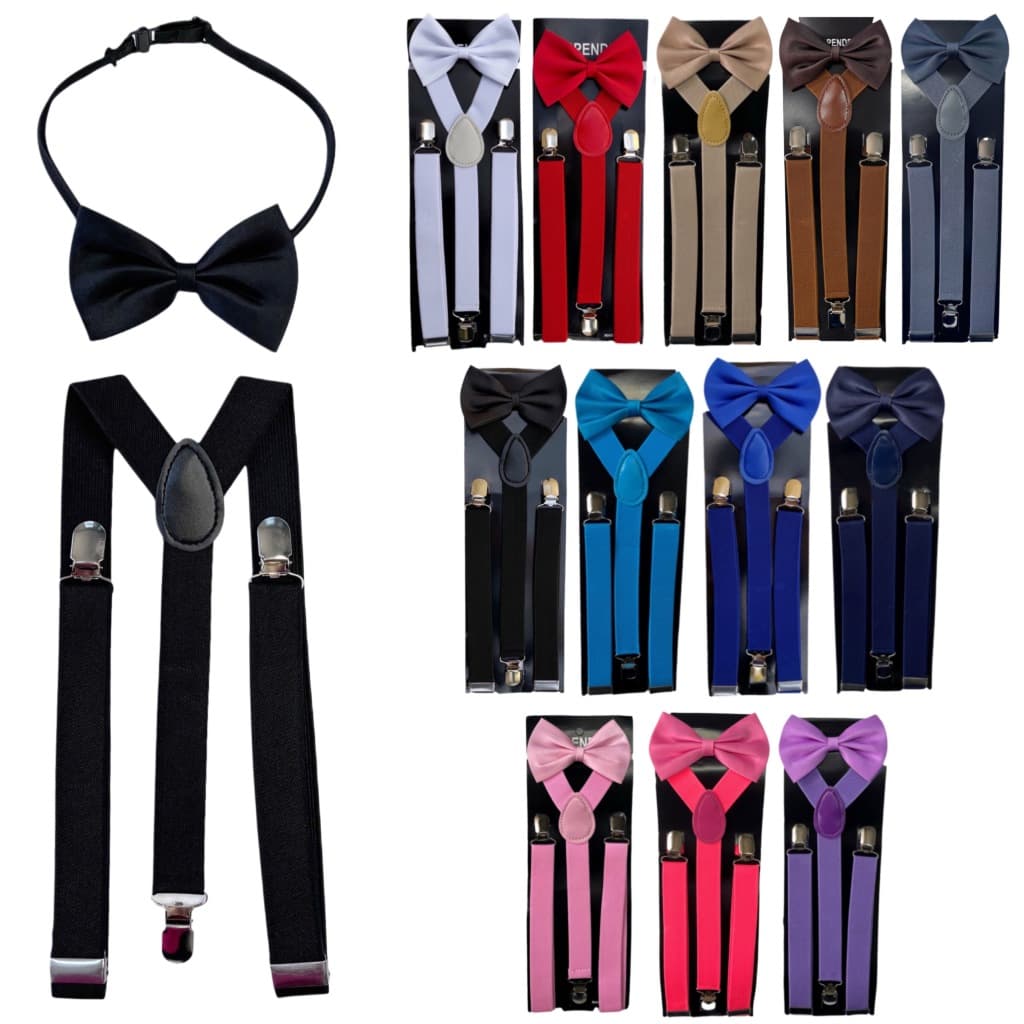 Kit 1 Suspensório + 1 Gravata Borboleta Para Adulto Unissex Casamento Eventos