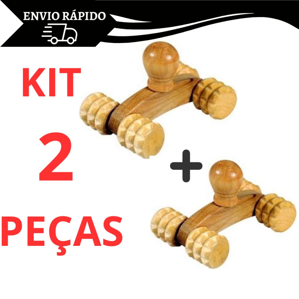 Kit 2 Massageador Madeira Pescoço Costas Relaxante Carrinho Massagem