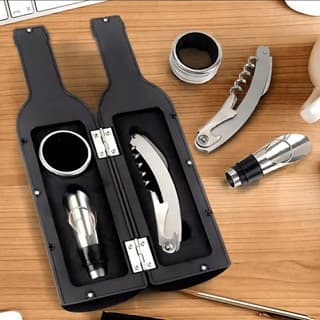 Kit Abridor De Vinho Saco Rolha 5 Peças Estojo Garrafa