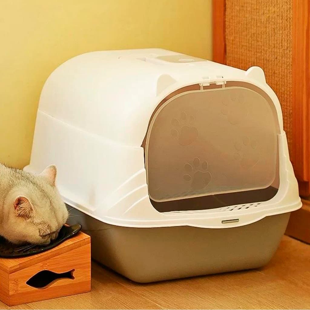 Kit Caixa de Areia para Gatos Sanitário Banheiro com pá higiênica Alta e Filtro