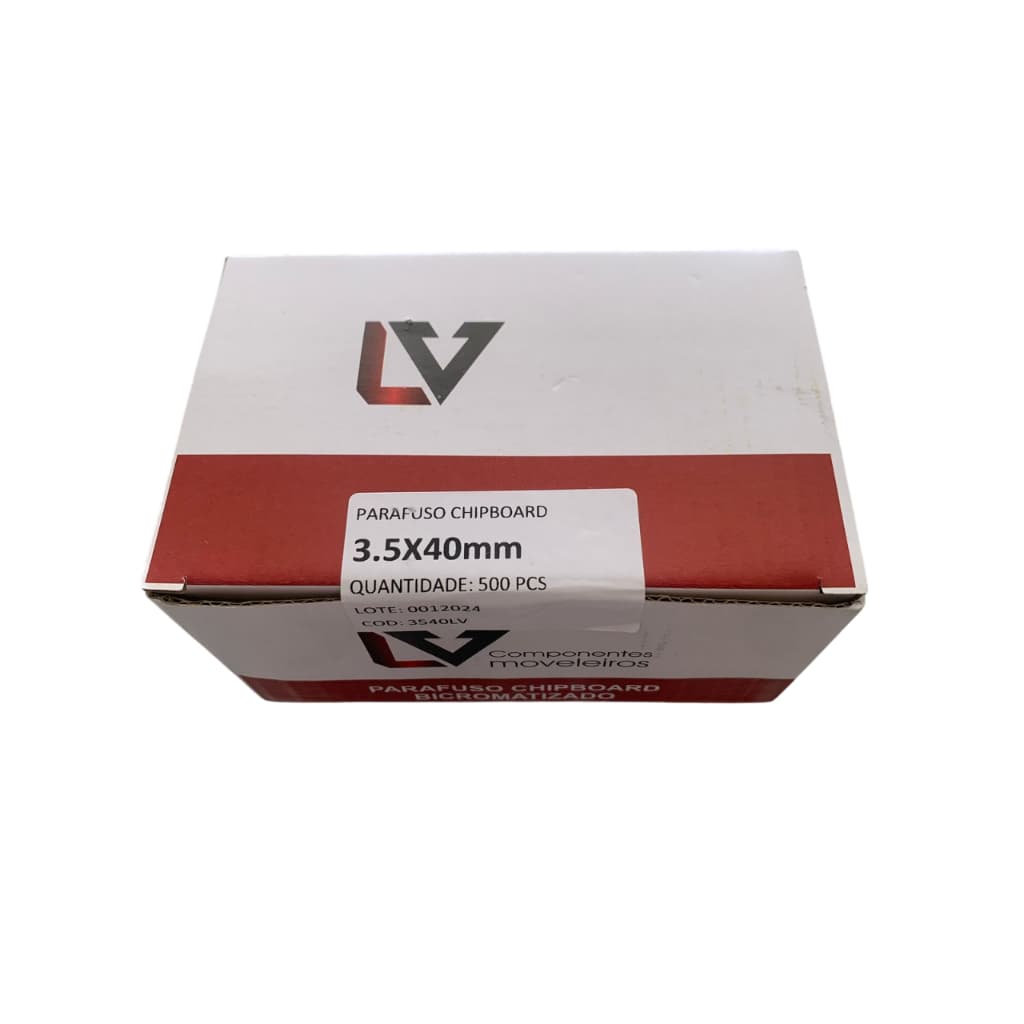 Parafuso Chipboard Chata Para Madeira 3,5x40 Cx 500 Peças LV Componentes