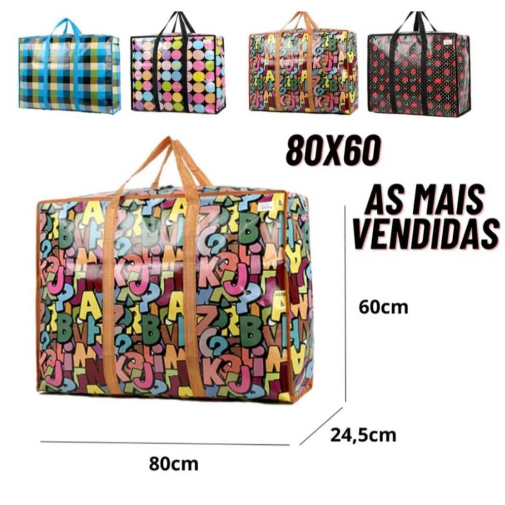 sacola de feira com ziper  de  varios tamanhos