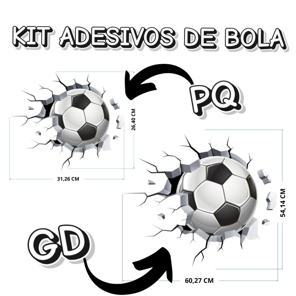 Kit Adesivos de Bola de Futebol 1 grande + 1 pequeno