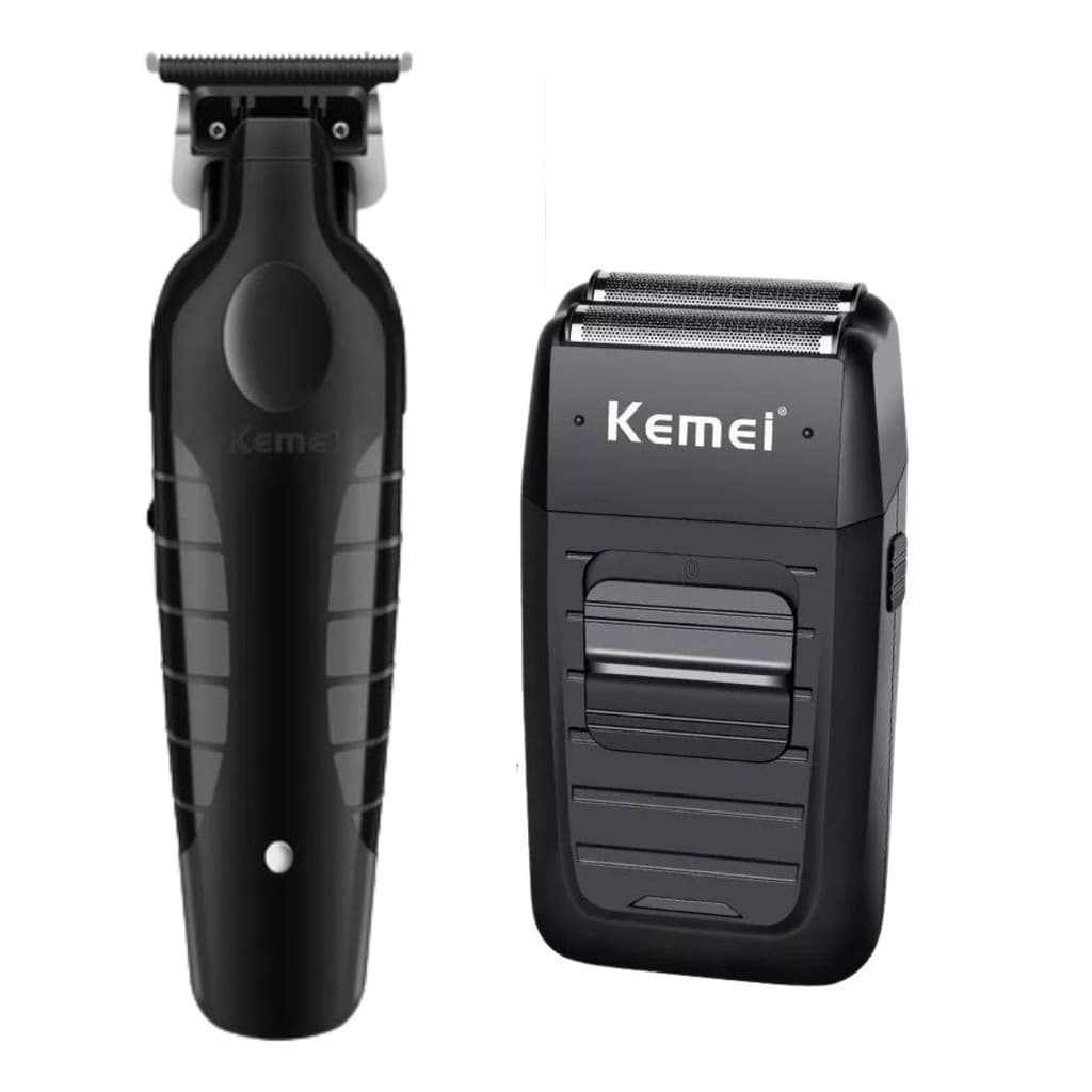 Combo Kemei Original: Máquina Cortar Cabelo 2299 e Acabamento 1102 | Sem Fio