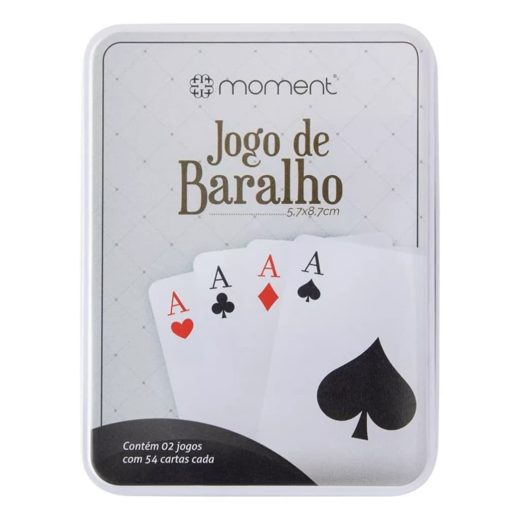 Kit 2 Baralhos Plástico Cartas Estojo Lata Tranca Truco Buraco Pife