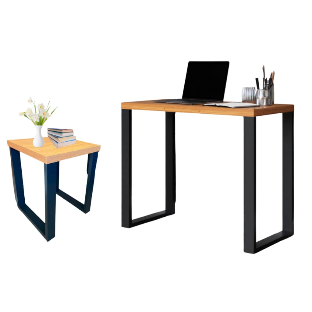Kit Mesa de Escritório e Mesa Auxiliar - Estilo Industrial, Funcional e Compacto