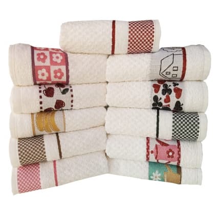 kit 5 Toalha Pano De Copa Prato Atoalhado Jacquard  100% Algodão - 45x70cm rápida absorção envio rápido