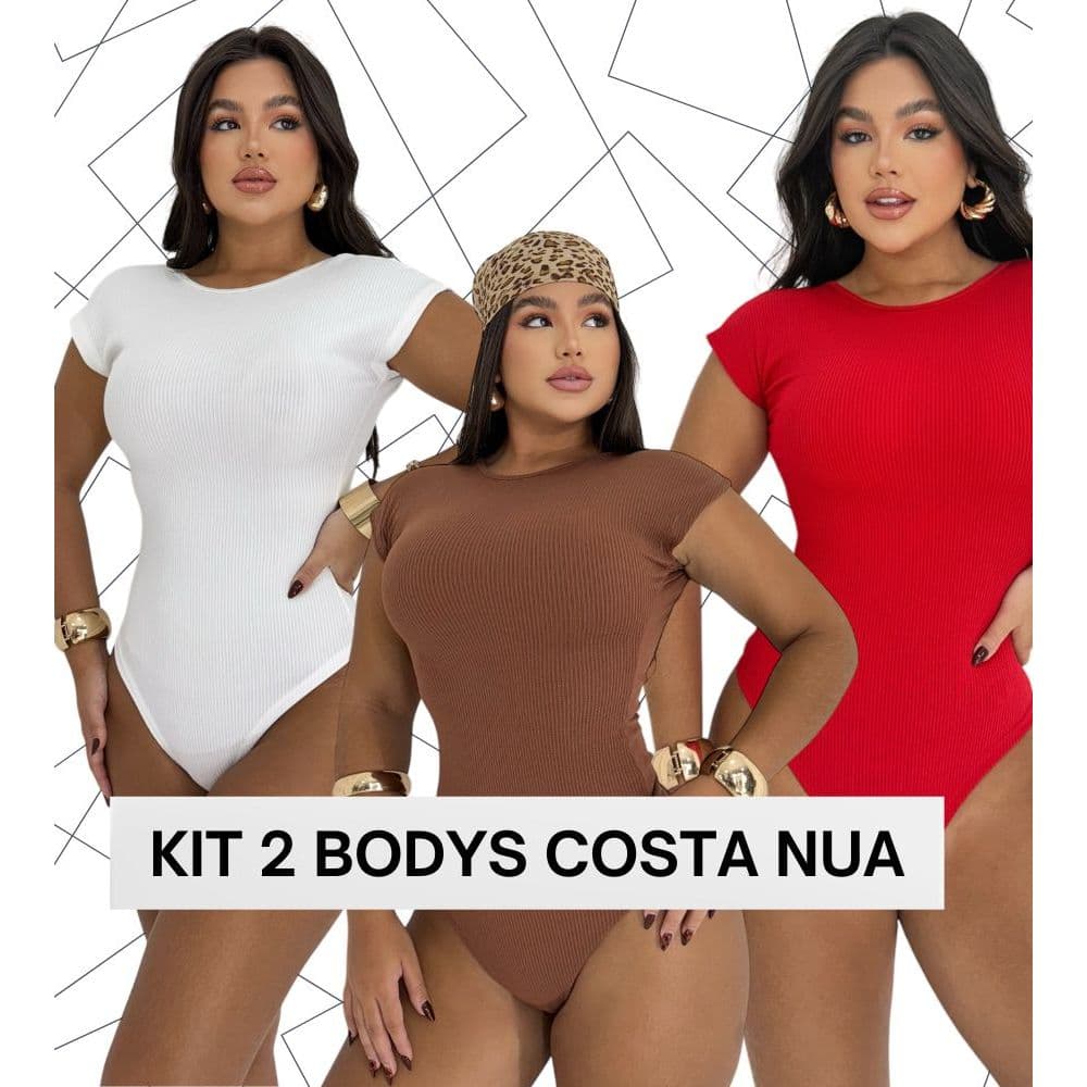 KIT COM 2 Body Feminino Bori Feminino Costa Aberta Collant Decote Costa Básico Casual Dia Noite