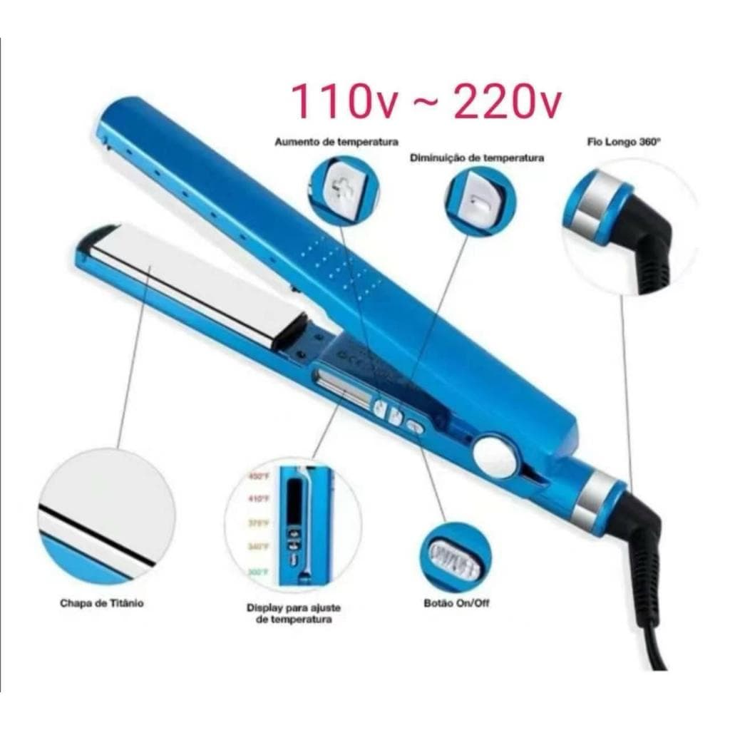 Chapinha Prancha Profissional Titanium 450 Graus Alisadora Progressiva de Cabelo Bivolt