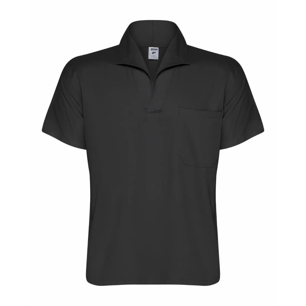 Camisa Brim Preta Manga Curta Uniforme de trabalho