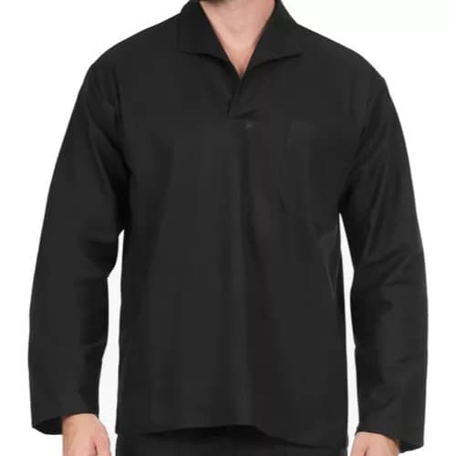 Camisa Brim Manga longa Preta Uniforme de trabalho