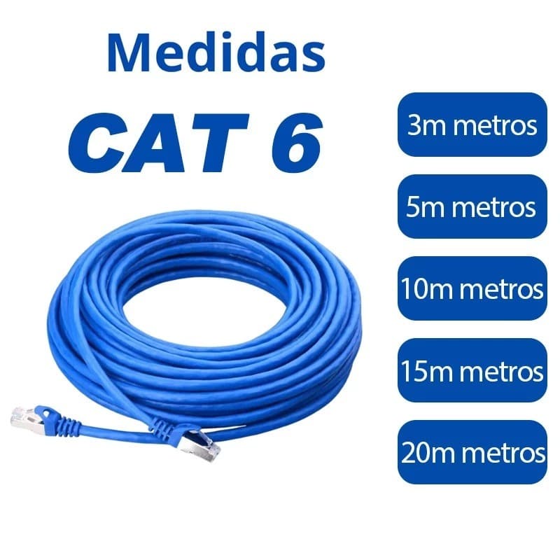 Cabo de rede azul RJ45 CAT6 Pc Notebook Roteador Smart Tv Video Game 3/5/10/15/20 metros