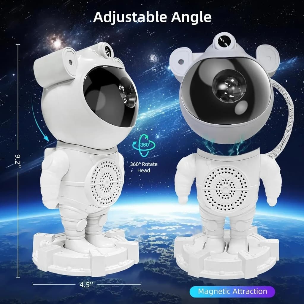 Projetor de Luz Astronauta Caixa de Som Bluetooth 2ª Geração Caixinha de Som Com Projetor Estelar Luminária