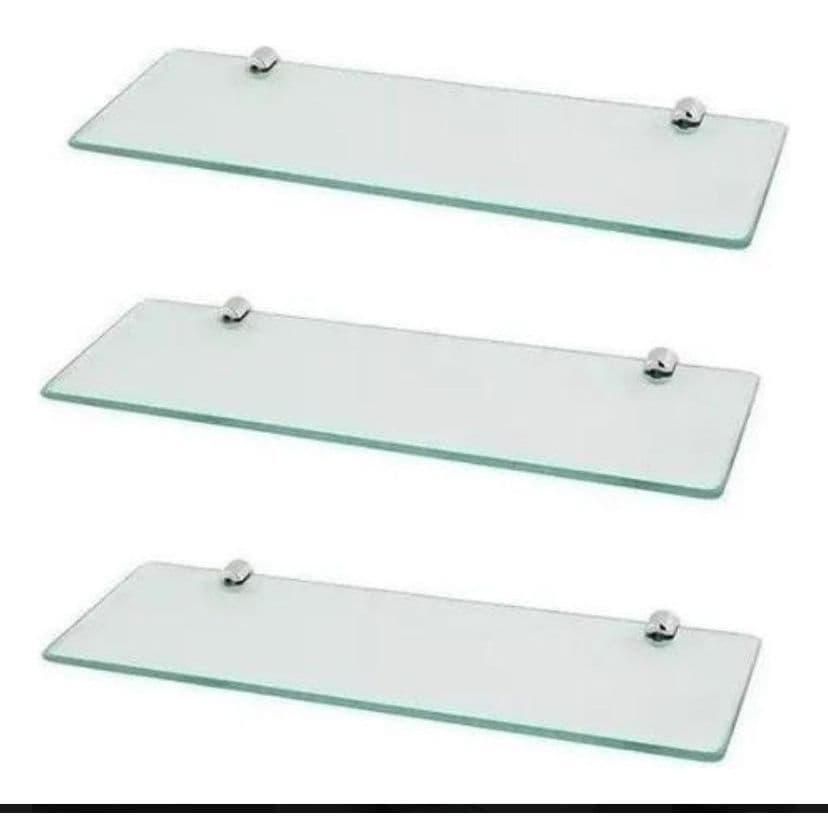 1 Prateleira de Vidro Porta Shampoo Com Suporte de Fixação 15x40 - 8mm