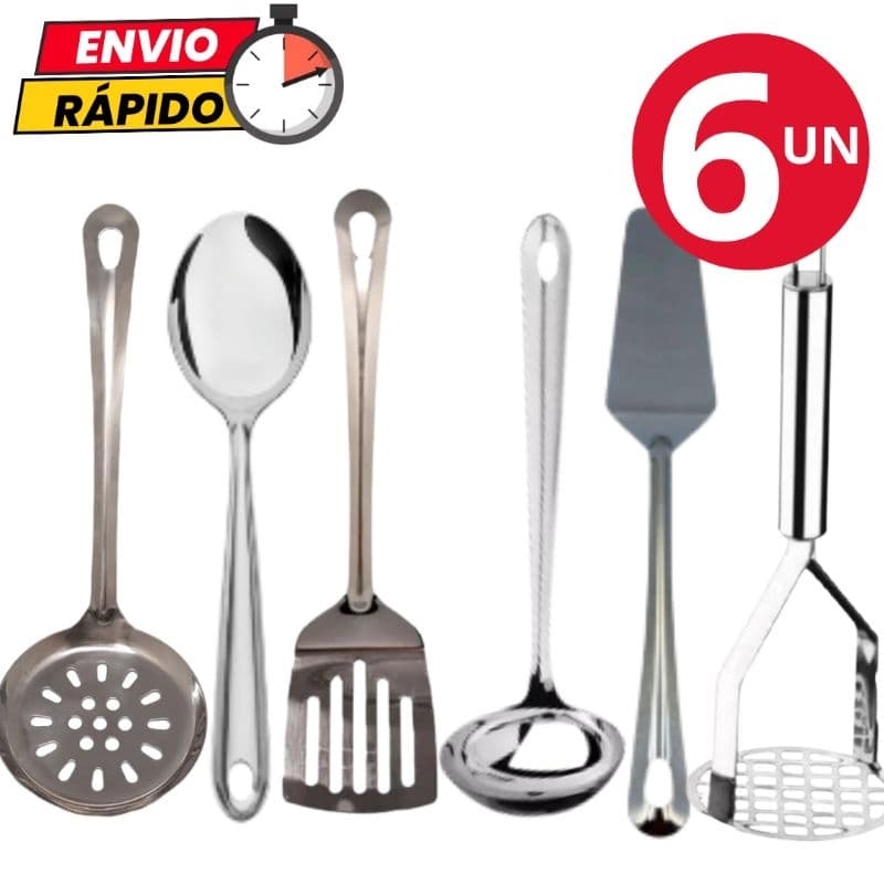 Kit Utensílios Escumadeira Colher de Arroz Espátula Vazada Concha Espátula Para Bolo Espremedor de Legumes