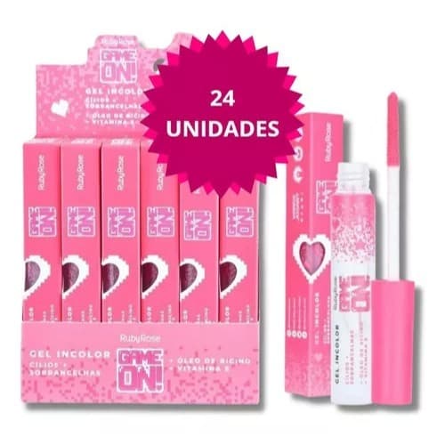 BOX 24 UND RÍMEL MÁSCARA GEL INCOLOR [CÍLIOS + SOBRANCELHAS] GAME ON - RUBY ROSE