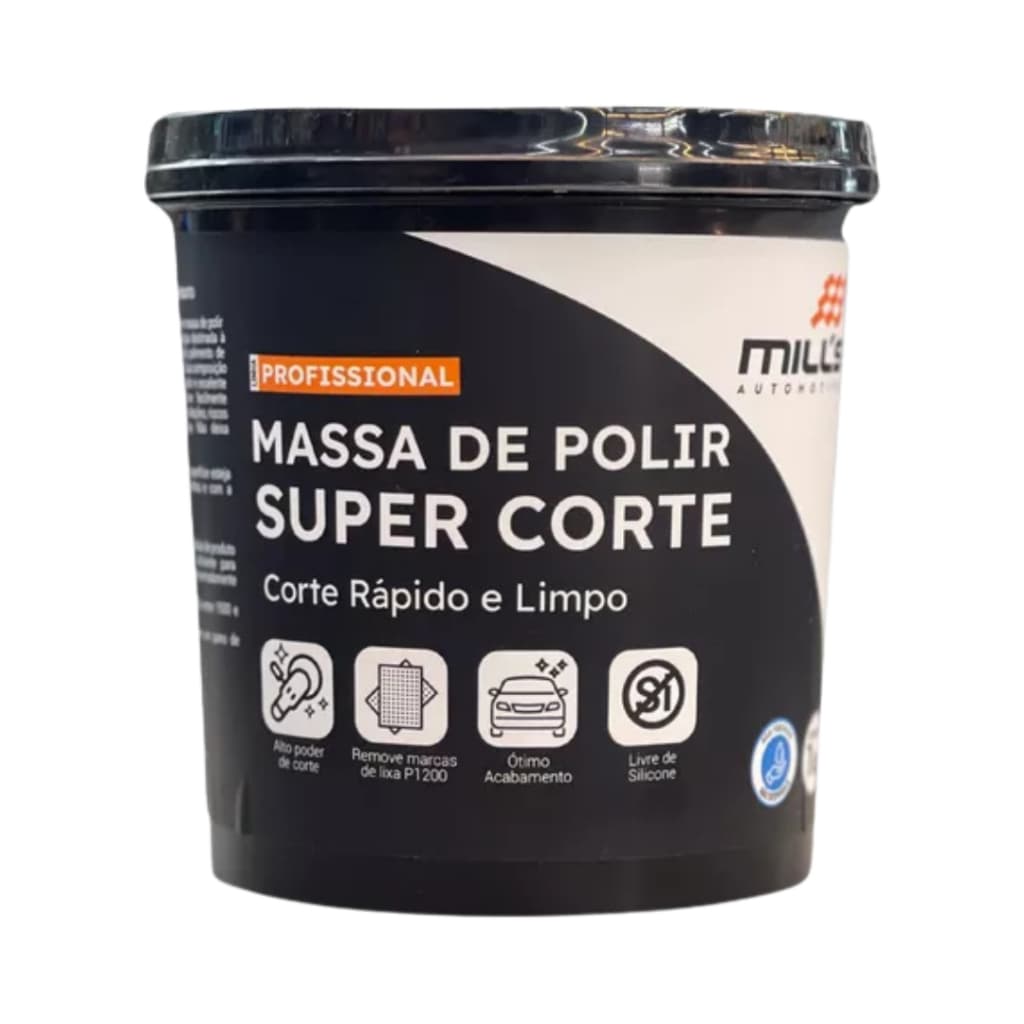 Massa de Polir Super Corte 1kg Mills Polimento Automotivo