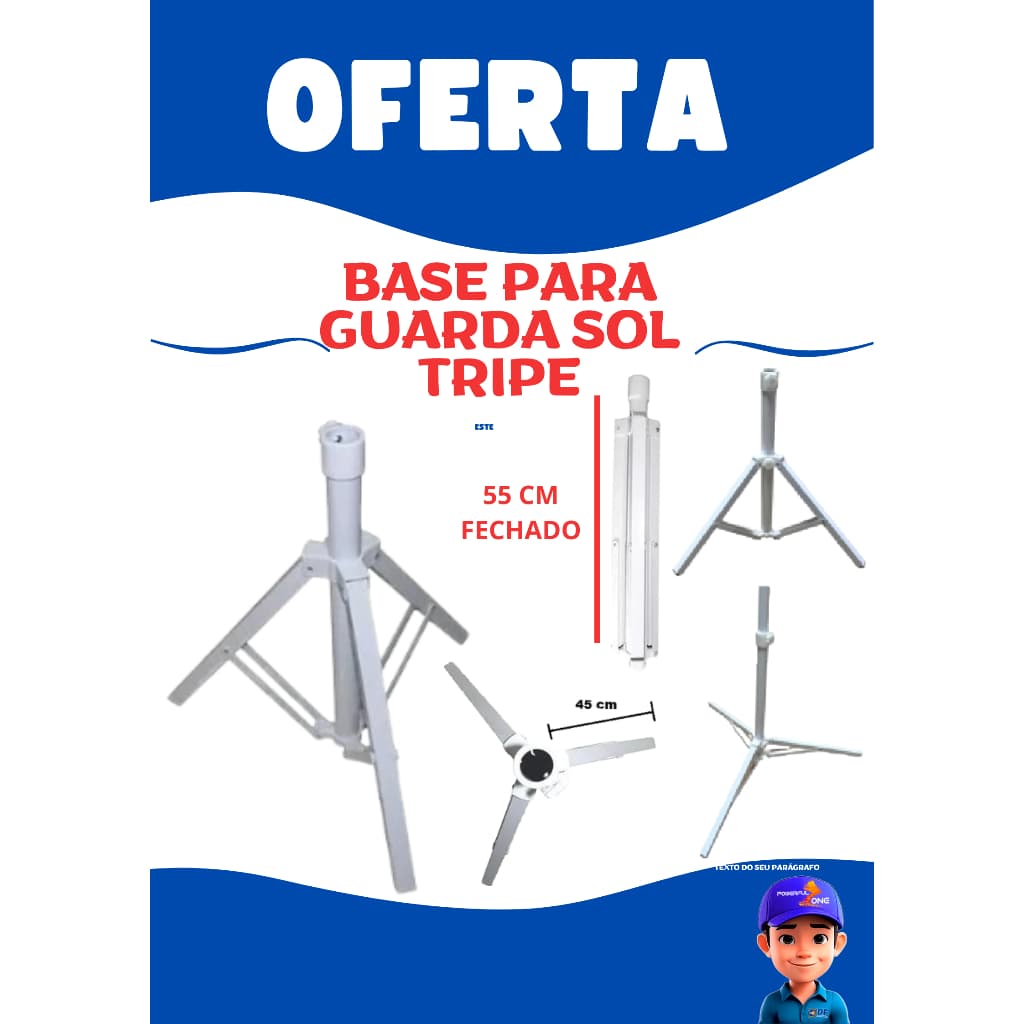 Base Tripé Dobrável para Guarda Sol – Suporte Resistente e Portátil para Uso em Praias e Jardins