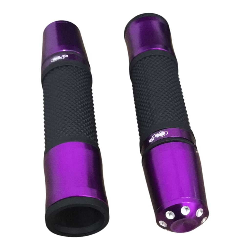 Manopla Com Peso Longo Rosa/Roxa Moto Esportiva Aluminio Tipo Universal 22mm