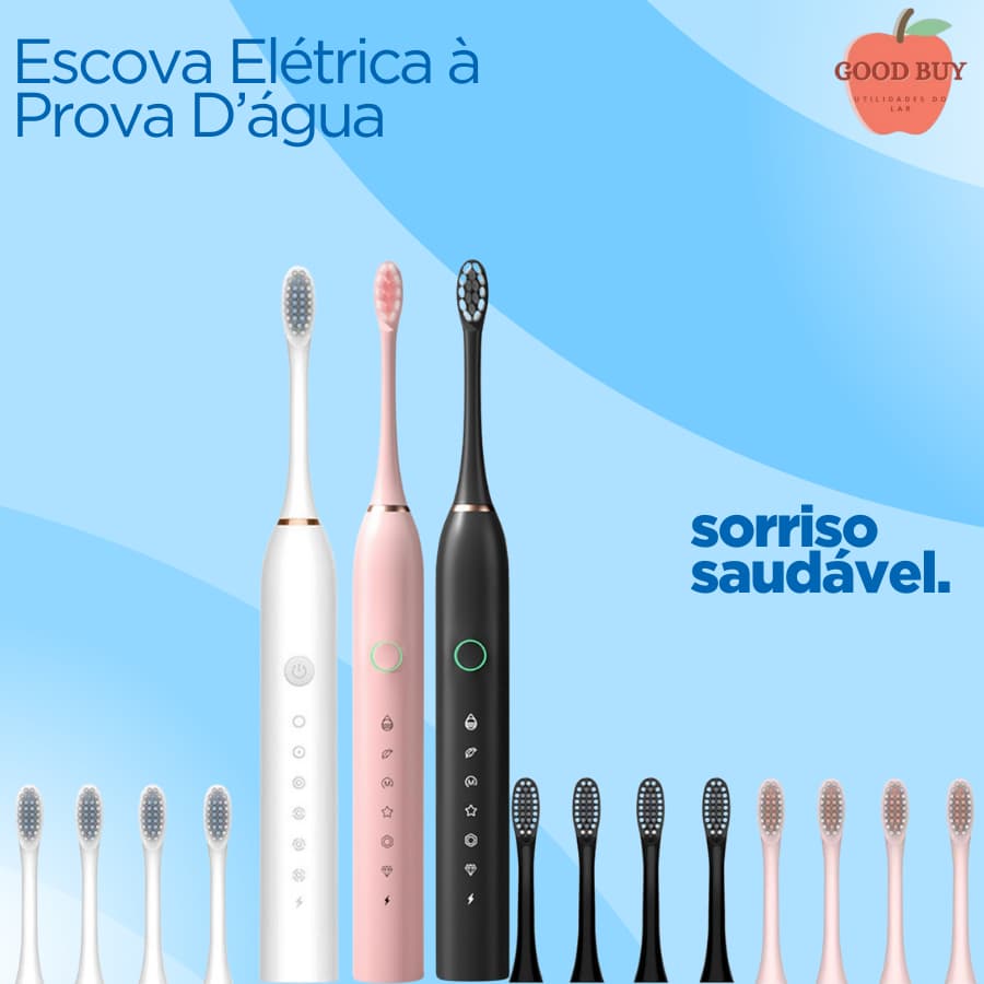 Escova De Dentes Elétrica à prova d'água ultrassônica inteligente cabeça de escova Substituível