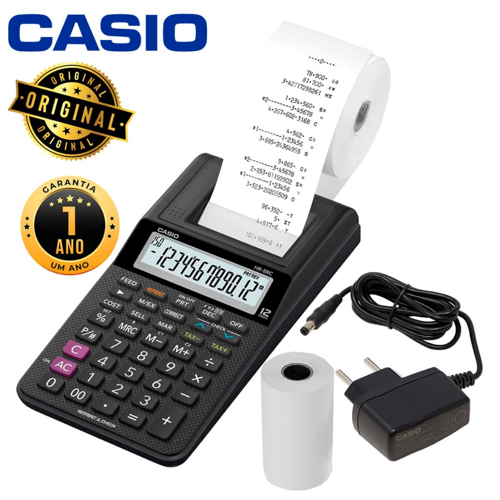 Calculadora Com Bobina Impressão HR 8RC Bivolt Casio Original