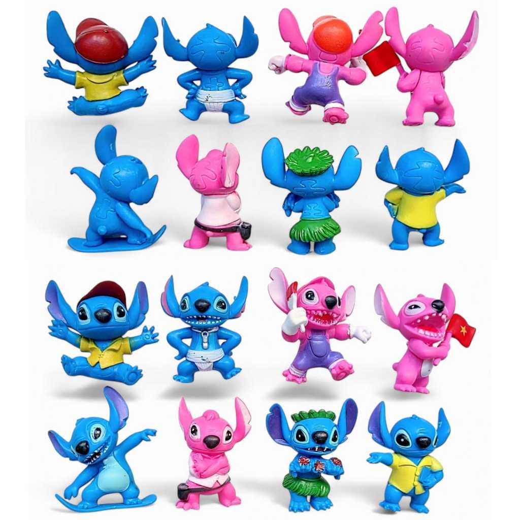 Kit C/8 Bonecos Stitch Angel 8cm Diferentes em Pvc Colecionáveis.