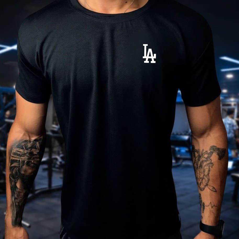 Camisa Dry Fit Masculina Camiseta Modelo La Academia Corrida Treinos Crossfit Tecido Leve