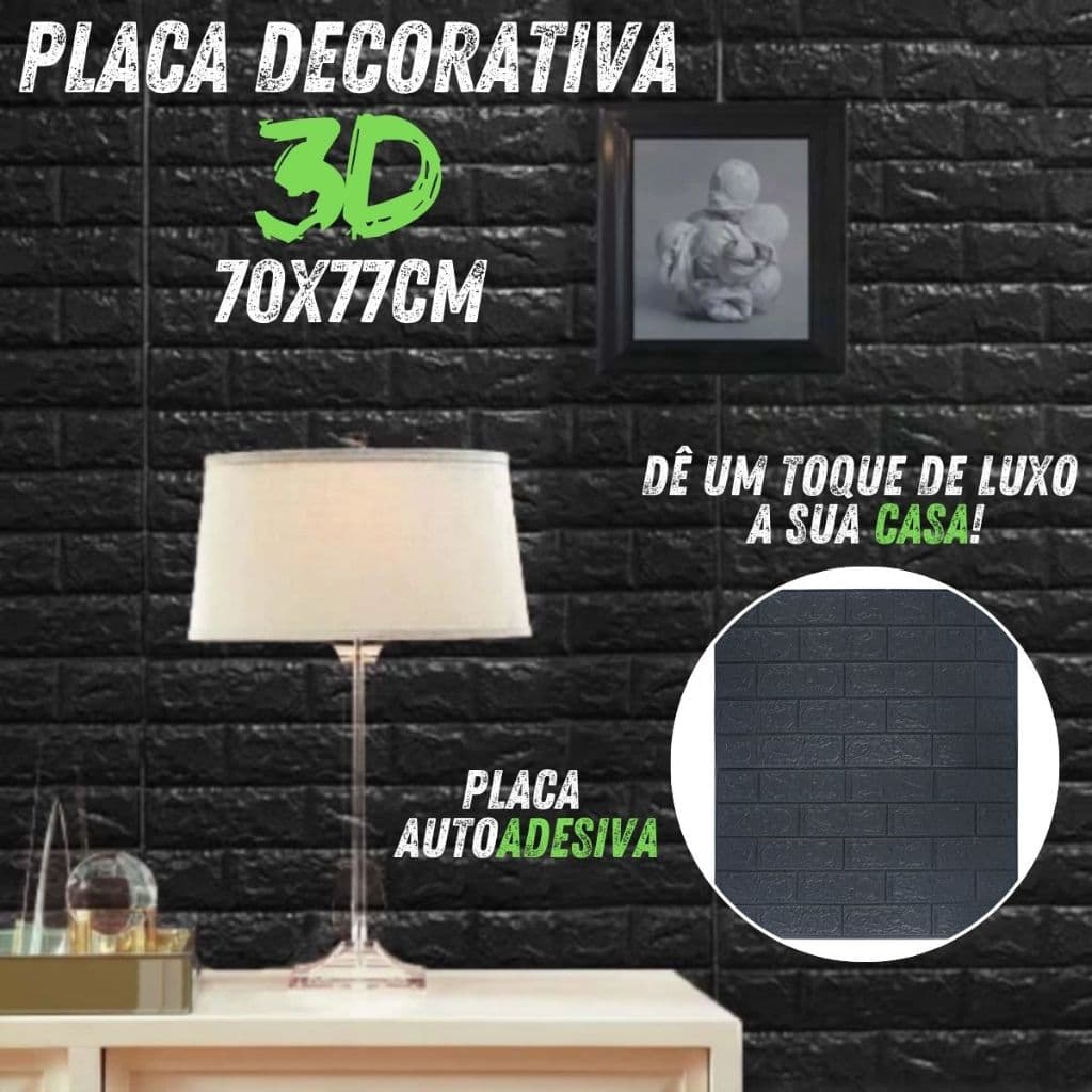 Placa Decorativa 3D 70x77cm Preto Fosco em PVC - Revestimento Adesivo Moderno para Decoração de Interiores Premium