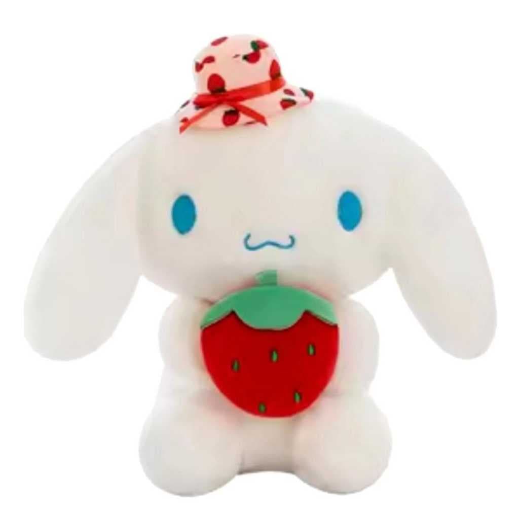 Pelúcia Cinnamoroll 23cm Sanrio Kawaii Anime Morango Cor Branco Com Vermelho