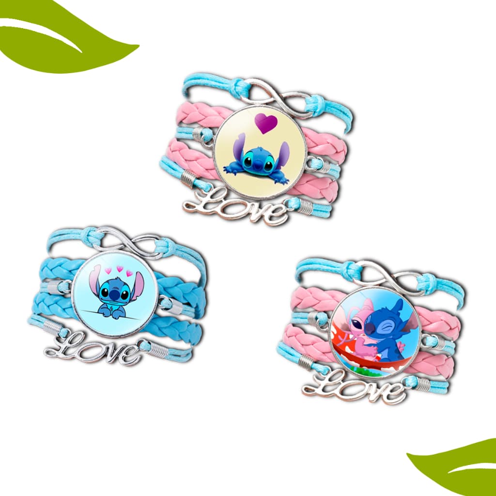 Pulseira Lilo e Stitch Love Trançada Diâmetro 16 Cm