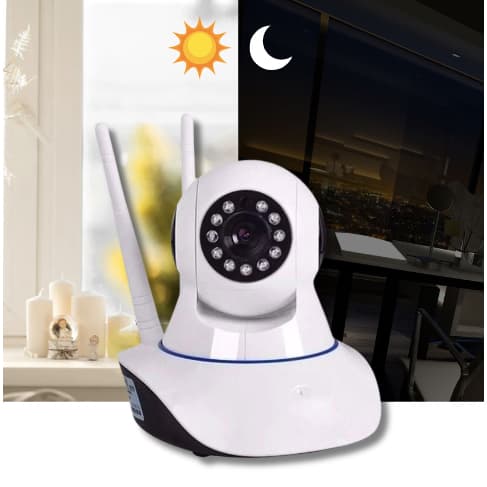 CÂMERA COM ÁUDIO Ip 360° 3 Antenas Hd Wifi Visão Noturna Alarme