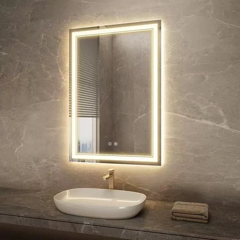 Espelho 3 TON Led JATEADO Com Led 80x60 4mm com touch screen, FONTE SLIN, decoração
