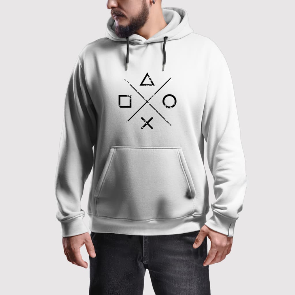 Moletom Unissex Moleton Canguru Blusas de Frio Casaco Fechado Estampado Playstation