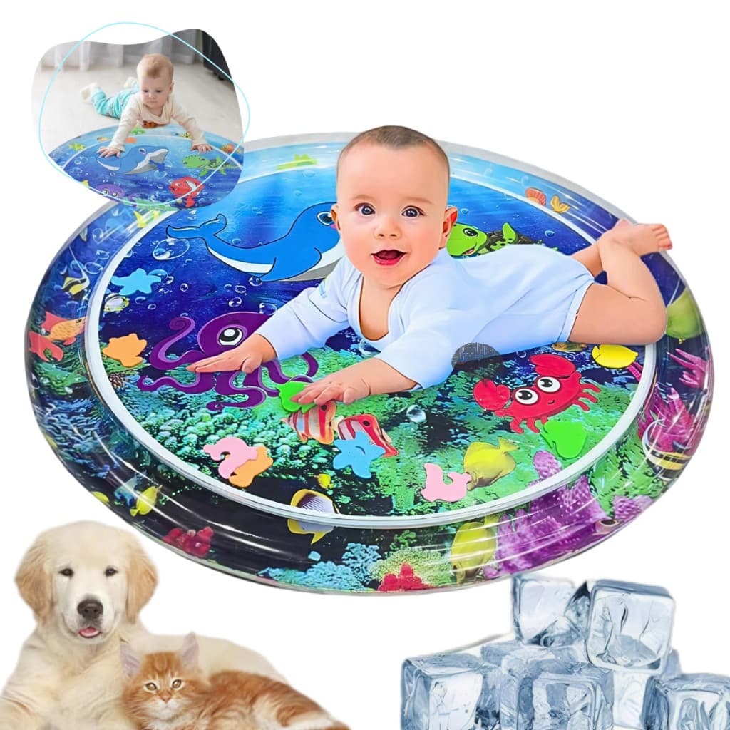 Tapete Inflável de Água para Bebê Sensorial Educativo Desenvolvimento Motor Grande 1 Metro
